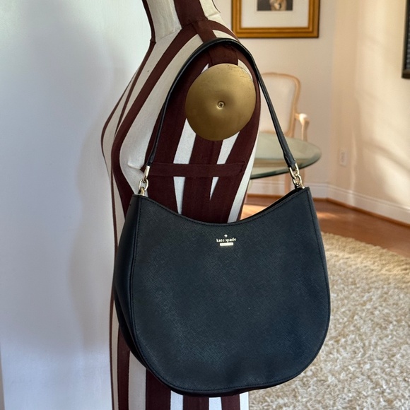 Kate Spade Oakwood Street Black Leather Convertible Hobo Bag Shoulder Crossbody - Picture 1 of 13
